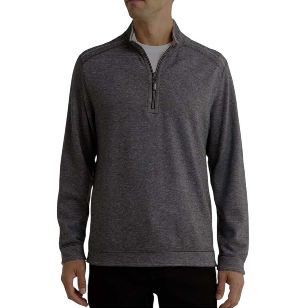 Tommy Bahama 1/4 Zip Pullover Mens Medium in Grey Herringbone